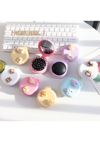 No.2 Sevimli Kuaförlük Katlanır Hava Yastığı Ayna ile Taraklar Seyahat Saç Fırçası Saç Bakımı Masaj Relax Tarak Kozmetik Makyaj Şekillendirici Aracı (Yurt Dışından) indirimleri