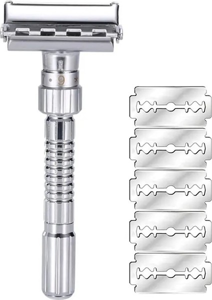 1 Jilet 5 Bıçak Yeni Ayarlanabilir Çift Kenar Tıraş Güvenlik Jilet Tıraş Bıçakları Çinko Alaşım Krom Jilet 5 Bıçaklı (Yurt Dışından)