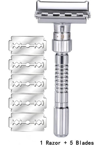 1 Jilet 5 Bıçak Yeni Ayarlanabilir Çift Kenar Tıraş Güvenlik Jilet Tıraş Bıçakları Çinko Alaşım Krom Jilet 5 Bıçaklı (Yurt Dışından) fiyatları