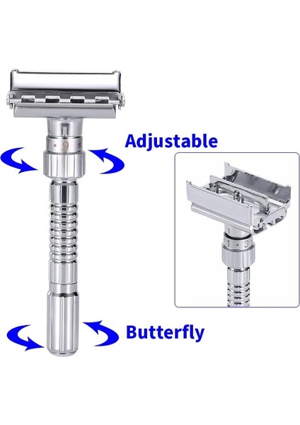 1 Jilet 5 Bıçak Yeni Ayarlanabilir Çift Kenar Tıraş Güvenlik Jilet Tıraş Bıçakları Çinko Alaşım Krom Jilet 5 Bıçaklı (Yurt Dışından) modelleri