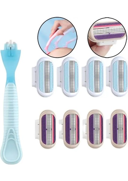 Tıraş Makinesi Mavi Manuel Tıraş Bıçağı Üç Katmanlı Bıçak Kullanımı Kolay Değiştirilebilir Bıçak Sapı Evrensel Taşınabilir Cilt Bakımı Epilasyon Cihazı (Yurt Dışından) fırsatları