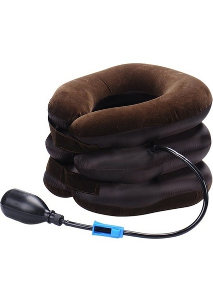 Kahverengi U Boyun Yastık Hava Şişme Yastık Servikal Brace Boyun Omuz Ağrısı Relax Destek Masaj Yastık Hava Yastığı Çekiş Yumuşak (Yurt Dışından)