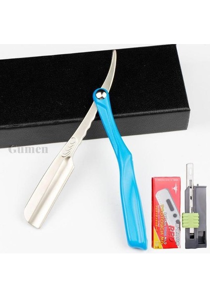 Mavi Jilet Seti Yüksek Kaliteli Geleneksel Erkek Jilet Çinko Alaşım Manuel Tıraş Makinesi Sakal ve Yüz Epilatör Kuaför Tüy Bıçak (Yurt Dışından)