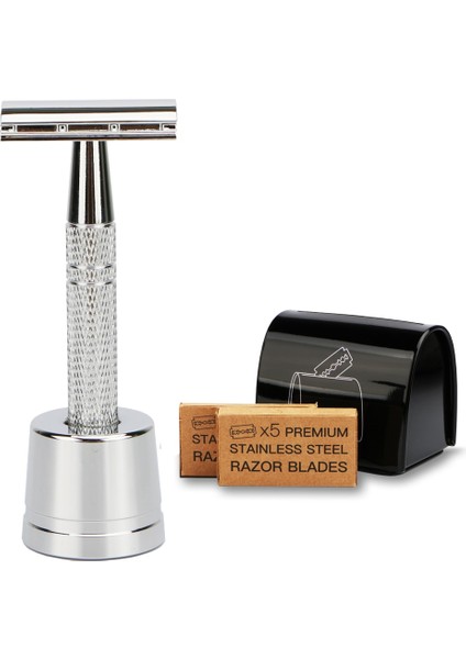 Gümüş Set B Haward Gümüş Jilet Metal Çift Kenarlı Emniyetli Tıraş Makinesi 10 Bıçaklı, Erkekler Için Yeniden Kullanılabilir Manuel Tıraş Bıçağı Çevre Dostu Sıfır Atık (Yurt Dışından)