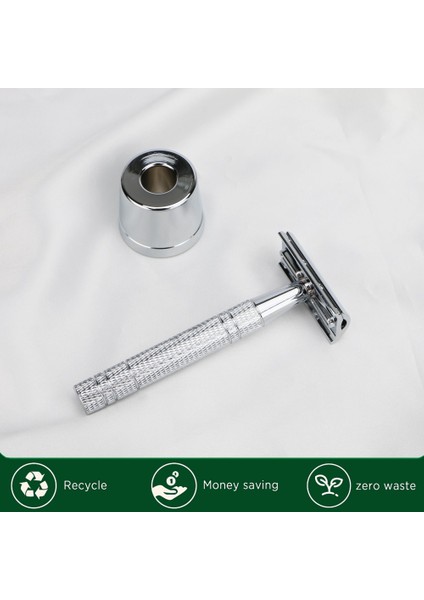 Gümüş Set B Haward Gümüş Jilet Metal Çift Kenarlı Emniyetli Tıraş Makinesi 10 Bıçaklı, Erkekler Için Yeniden Kullanılabilir Manuel Tıraş Bıçağı Çevre Dostu Sıfır Atık (Yurt Dışından)