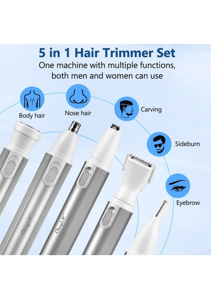 MC002 Gümüş Ckeyin 5 In 1 Vücut Saç Tıraş Makinesi Kadınlar Için Şarj Edilebilir Bikini Burun Saç Kaş Düzeltici Çok Fonksiyonlu Saç Çıkarıcı Bayanlar Için (Yurt Dışından) fırsatları