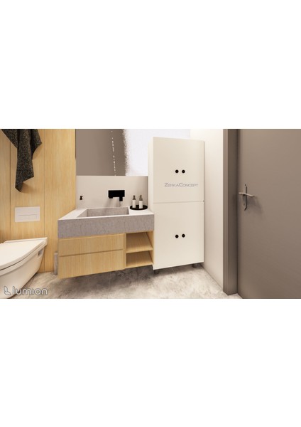 Gris Mdf 6 Raflı Çok Amaçlı Mutfak Banyo Ayakkabılık Dolabı 50 cm