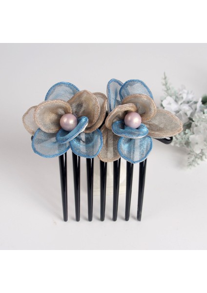 Mavi 1 Adet Çiçek Saç Tarak Klip Boncuk Şapkalar Vintage Tokalar Kadın Saç Aksesuarları Gelin Düğün Headdress (Yurt Dışından) indirimleri