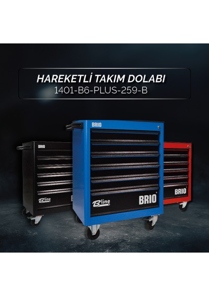 Hareketli Takım Dolabı 6 Çekmece 2022 Seri 259 Parça Mavi Dolu