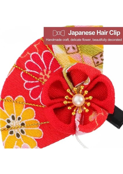 Kırmızı 1 Adet Fan Firkete Tsumami Zaiku Kanzashi Fan Sakura Saç Tokası Geleneksel Japon Kimono Aksesuarları Geyşa Püskül Firkete (Yurt Dışından) indirimleri