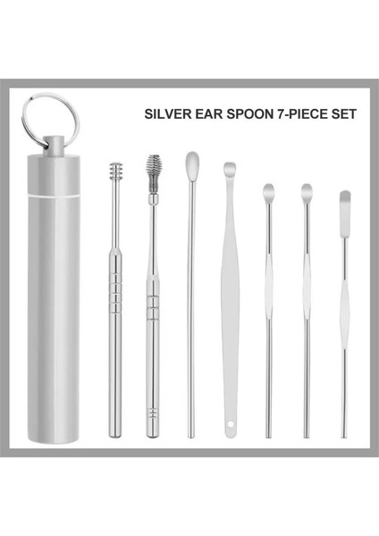 11 7 Adet/takım Kulak Kirini Toplayıcı Paslanmaz Çelik Kulak Tıkacı Balmumu Sökücü Piercing Seti Kulak Kirini Curette Kaşık Bakımı Kulak Temizleme Aracıkulak Temizleyici (Yurt Dışından)
