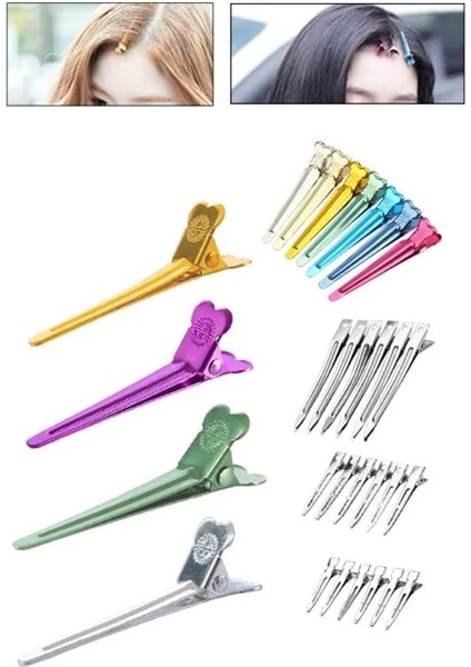 Altın 20 Adet Salon Bölme Ördek Fatura Klipleri Çok Renkli Metal Kuaförlük Kesit Kaymaz Timsah Saç Tokası Kutusu ile (Yurt Dışından) fiyatları