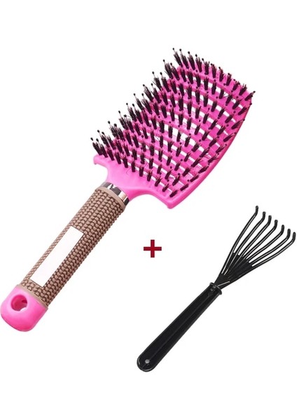 Pembe ve Fırça Saç Derisi Masaj Tarak Kıl Naylon Saç Fırçası Islak Kıvırcık Detangle Anti-Statik Saç Fırçası Profesyonel Salon Kuaförlük Tarzı (Yurt Dışından)