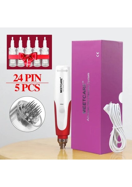 Withbox 5 Adet 24PIN Kablosuz Derma Mikro Iğne Kalemi Mikro Iğne Otomatik Mezoterapi Mikro Iğne Kalemi Anti Pul Pul Gözenekleri Küçültmek Terapi Mts Kartuşu (Yurt Dışından)