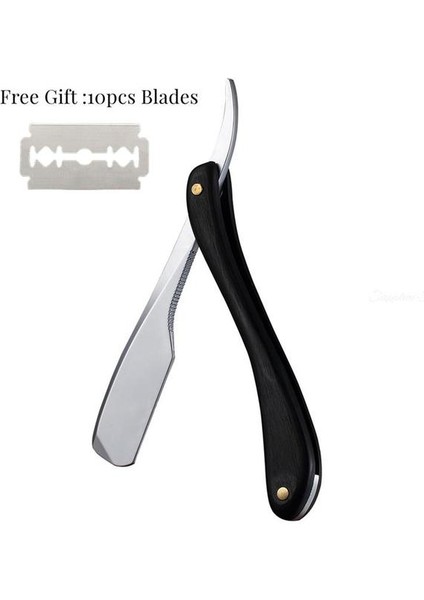 Siyah Saplı Jilet Erkek Tıraş Berber Aletleri Düz Manuel Jilet Kuaförlük Bıçağı Kaş Tıraş Paslanmaz Çelik Düz Jilet Ücretsiz 10 Bıçak (Yurt Dışından) fiyatları