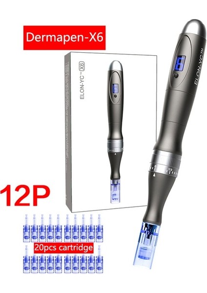 20 Adet 12 Pıns Orijinal Kablosuz Dermapen Ultima X6 Profesyonel Mikro Iğneleme Kalemi ile 20 Adet Dövme Iğne Kartuşları Cilt Bakım Kalemi Güzellik Makinesi (Yurt Dışından)
