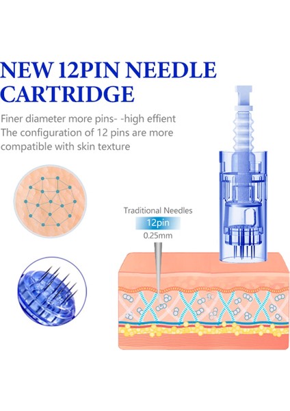 20 Adet 12 Pıns Orijinal Kablosuz Dermapen Ultima X6 Profesyonel Mikro Iğneleme Kalemi ile 20 Adet Dövme Iğne Kartuşları Cilt Bakım Kalemi Güzellik Makinesi (Yurt Dışından)