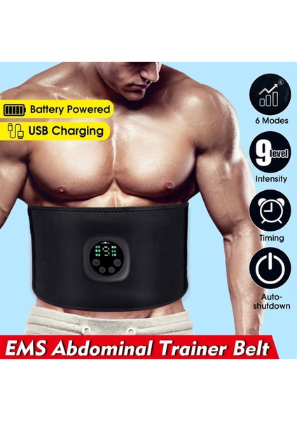 USB Ekran Akıllı Karın Kemeri Karın Kas Masaj Kemeri Spor Yağ Atma Makinesi Ems Mikro Akım Karın Fitness (Yurt Dışından)