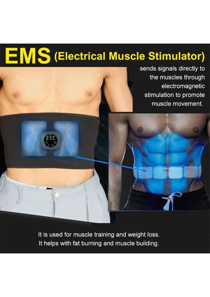 USB Ekran Akıllı Karın Kemeri Karın Kas Masaj Kemeri Spor Yağ Atma Makinesi Ems Mikro Akım Karın Fitness (Yurt Dışından)
