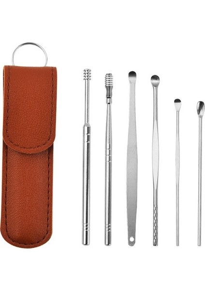Kahverengi 6 Adet/takım Kulak Temizleyici Kulak Kiri Toplayıcı Paslanmaz Çelik Kulak Tıkacı Balmumu Sökücü Piercing Kiti Kulak Kiri Küret Kaşık Bakımı Kulak Temiz Araçları (Yurt Dışından)