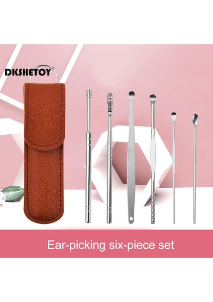 Mavi 6 Adet Kulak Kiri Temizleme Alet Takımı Saklama Kutusu ile Paslanmaz Çelik Kulak Kiri Çıkarıcı Temizleyici Aracı Çocuklar Için Yetişkin Unisex Fb (Yurt Dışından)