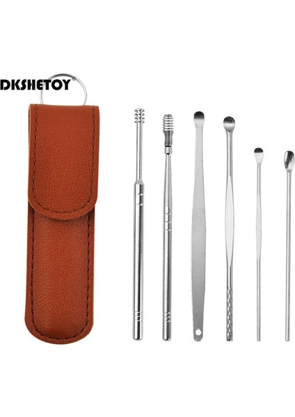 Mavi 6 Adet Kulak Kiri Temizleme Alet Takımı Saklama Kutusu ile Paslanmaz Çelik Kulak Kiri Çıkarıcı Temizleyici Aracı Çocuklar Için Yetişkin Unisex Fb (Yurt Dışından)