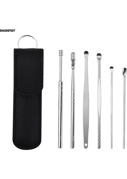 Mavi 6 Adet Kulak Kiri Temizleme Alet Takımı Saklama Kutusu ile Paslanmaz Çelik Kulak Kiri Çıkarıcı Temizleyici Aracı Çocuklar Için Yetişkin Unisex Fb (Yurt Dışından)