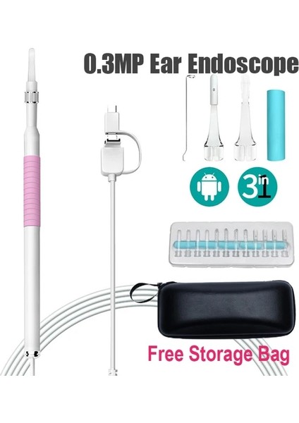 0.3 Milyon Piksel Pembe USB Hd Görsel Kulak Kiri Temizleme Endoskop Kaşık 5.5mm Mini Borescope Android Pc Kulak Kiri Toplama Aracı Sağlık Otoskop Kamera (Yurt Dışından)