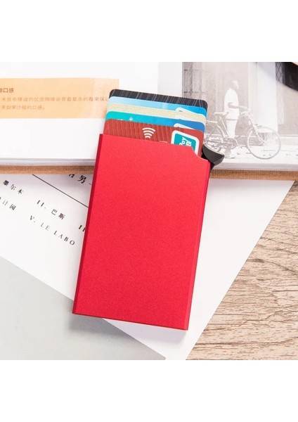 Basit Versiyon Kırmızı Cüzdan Kılıf Kimliği Kredi Bankası Kartı Sahibi (Yurt Dışından)