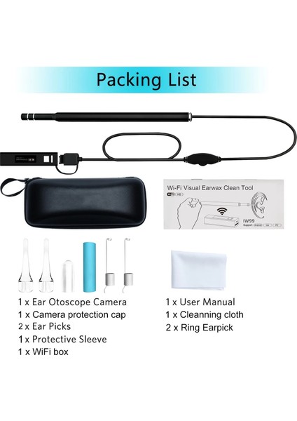 Mavi 1.3mp Wifi Tıbbi USB 720 P Hd Görsel Kulak Endoskop Otoskop Kaşık Kamera Borescope Android Pc Ios Tablet Iphone Kulak Seçici Aracı (Yurt Dışından)