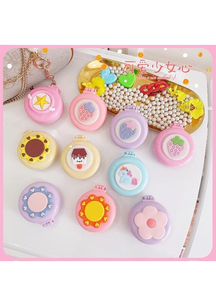 Gökyüzü Mavi-Unicorn Makyaj Aynası ile Sevimli Katlanır Masaj Tarak Seyahat Taşınabilir Plastik Hava Yastığı Küçük Tarak Saç Fırçası Karikatür Ayı Hava Yastığı Tarak (Yurt Dışından)