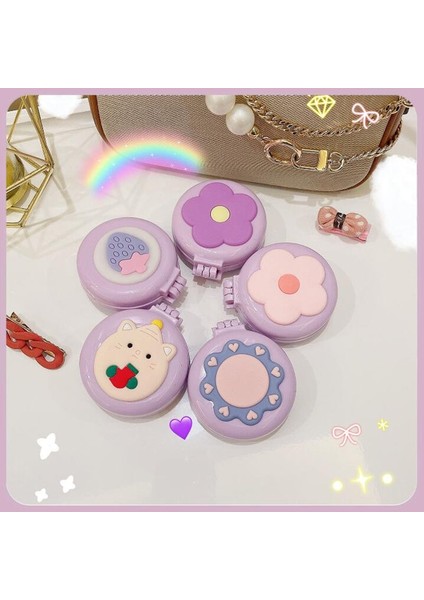 Gökyüzü Mavi-Unicorn Makyaj Aynası ile Sevimli Katlanır Masaj Tarak Seyahat Taşınabilir Plastik Hava Yastığı Küçük Tarak Saç Fırçası Karikatür Ayı Hava Yastığı Tarak (Yurt Dışından)