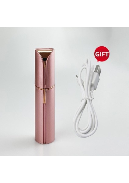 Gül Altın-Usb USB Elektrikli Ruj Tıraş Makinesi Epilasyon Makinesi Kaş Düzeltici Kadın Epilasyon Cihazı Mini Yüz Epilasyon Enstrümanı (Yurt Dışından)