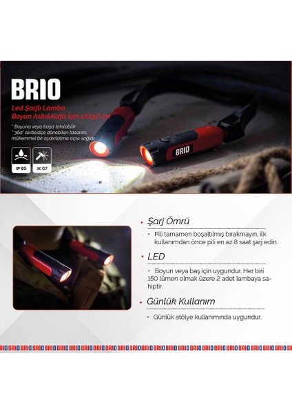 Usb Şarjlı Led Lamba Boyun ve Kafa İçin Ayarlanabilir 2 x 150 Lümen