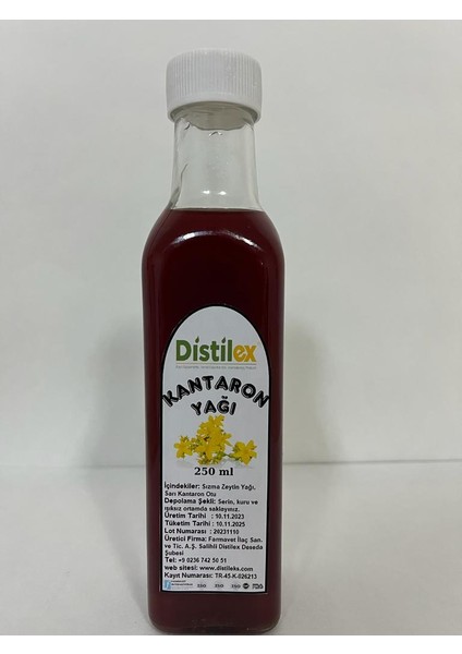 Kantaron Yağı 250 ml Zeytin Yağını Taşıyıcı Olarak Kullanılmıştır.