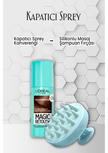 Kapatıcı Saç Spreyi Kahverengi 75 ml ve Şampuan Fırçası Mavi