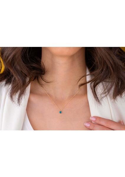 Minimal Nazar Boncuklu Göz Kolye 14 Ayar Altın fiyatları