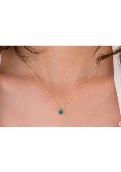 Minimal Nazar Boncuklu Göz Kolye 14 Ayar Altın fırsatları