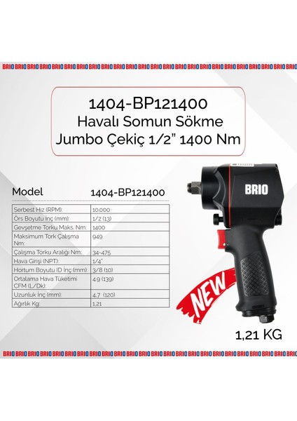 Havalı Somun Sökme 1/2 1400 Nm Jumbo Çekiç 1,21 Kg fiyatları