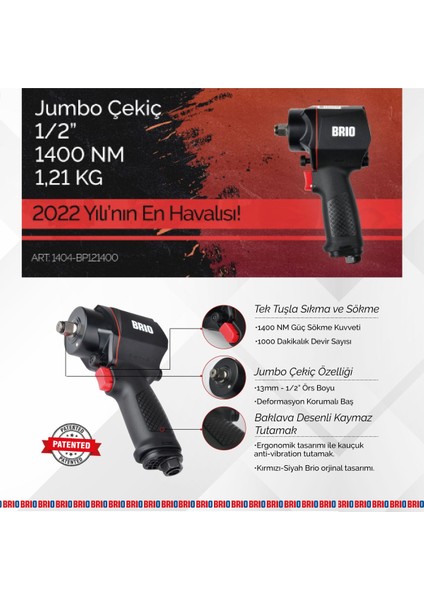 Havalı Somun Sökme 1/2 1400 Nm Jumbo Çekiç 1,21 Kg modelleri