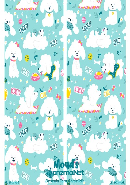 Tatlı Köpek Desenli Baskılı Çocuk ve Bebek Odası Fon Perde 2 Kanat - Prd-25 modelleri