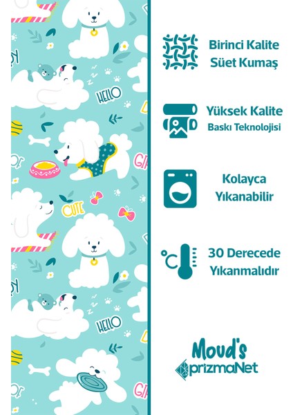 Tatlı Köpek Desenli Baskılı Çocuk ve Bebek Odası Fon Perde 2 Kanat - Prd-25 fırsatları