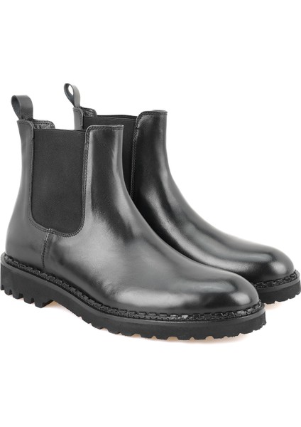 Malita Siyah Erkek Lastikli Deri Chelsea Bot