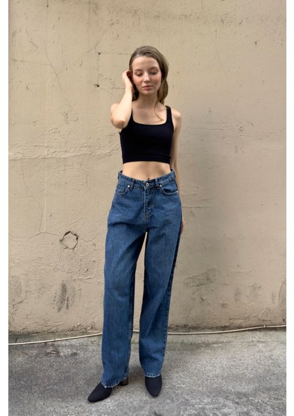 Kadın Yüksek Bel Bol Jeans