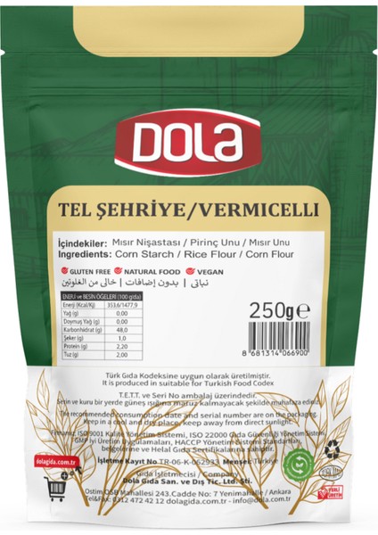 Glutensiz Makarna Tel Şehriye 250 gr fiyatları