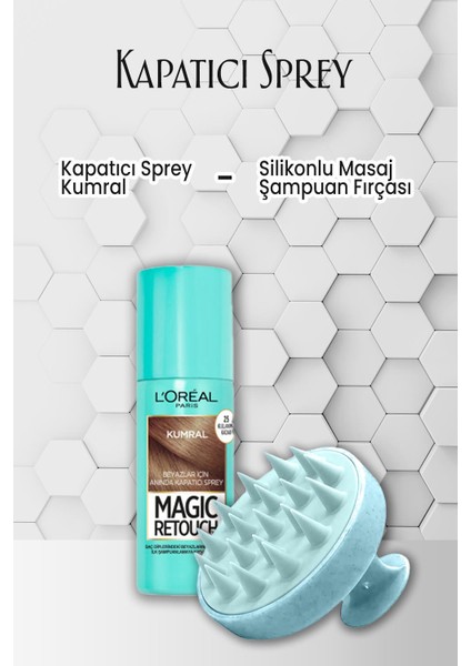 Loreal Paris Kapatıcı Saç Spreyi Kumral 75 ml ve Şampuan Fırçası Mavi