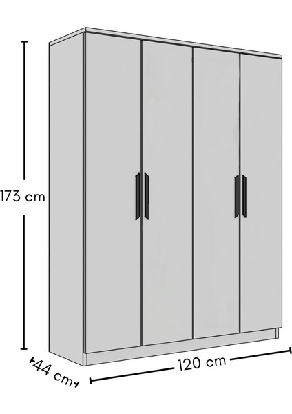 Gm 055 Hayal 4 Kapılı Aynasız Sonomo Gardırop