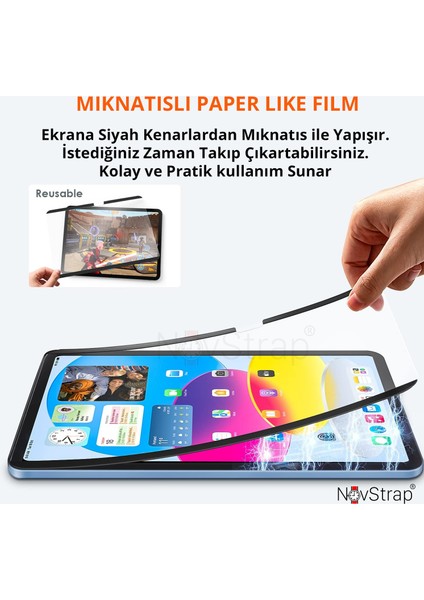 Apple iPad 10. Nesil 10.9" ile Uyumlu Magnet Mıknatıslı Tak Çıkar Paper Like Ekran Koruyucu