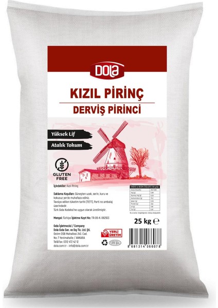 Ata Tohum Derviş Pirinci Kızıl Pirinç 25 kg