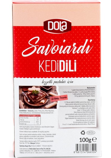 Glutensiz Savoiardi Kedi Dili 100 gr 12 Adet Gluten Free modelleri